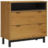 vidaXL Comodino a cassetti FLAM 80x40x80 cm in legno massello di pino
