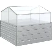 vidaXL Letto da giardino rialzato con serra 100x100x85 cm argento
