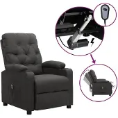 vidaXL Poltrona relax elettrica in tessuto grigio scuro