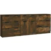 vidaXL credenza 3 pezzi rovere fumé materiale a base di legno
