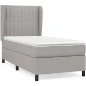 vidaXL Letto a molle con materasso grigio chiaro 90x190 cm in tessuto