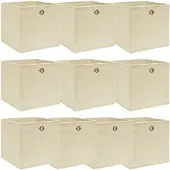 vidaXL Scatole portaoggetti 10 pz. Tessuto crema 32x32x32 cm