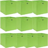 vidaXL Scatole portaoggetti 10 pz. Tessuto verde 32x32x32 cm
