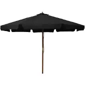 vidaXL Ombrellone con asta in legno 330 cm nero