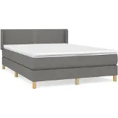 vidaXL Letto a molle con materasso grigio scuro 140x200 cm in tessuto