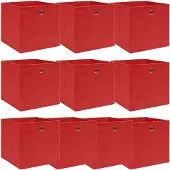 vidaXL Scatole portaoggetti 10 pz. Tessuto rosso 32x32x32 cm
