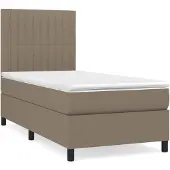vidaXL Letto a molle con materasso Taupe 80x200 cm in tessuto