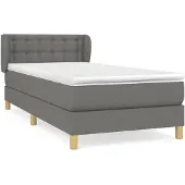 vidaXL Letto a molle con materasso grigio scuro 90x200 cm in tessuto