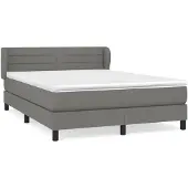 vidaXL Letto a molle con materasso grigio scuro 140x190 cm in tessuto
