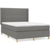 vidaXL Letto a molle con materasso grigio scuro 140x190 cm in tessuto