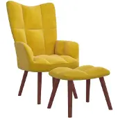 vidaXL Poltrona relax con sgabello in velluto giallo senape