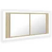 vidaXL Specchio LED per bagno rovere Sonoma 100x12x45 cm acrilico