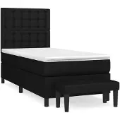 vidaXL Letto a molle con materasso nero 90x200 cm in tessuto