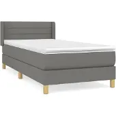 vidaXL Letto a molle con materasso grigio scuro 90x200 cm in tessuto