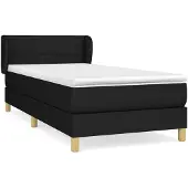 vidaXL Letto a molle con materasso nero 80x200 cm in tessuto