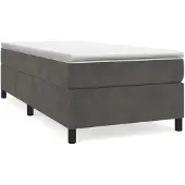 vidaXL Letto a molle con materasso grigio scuro 100x200 cm in velluto