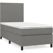 vidaXL Letto a molle con materasso grigio scuro 100x200 cm in tessuto