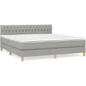 vidaXL Letto a molle con materasso grigio chiaro 180x200 cm in tessuto