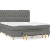 vidaXL Letto a molle con materasso grigio scuro 180x200 cm in tessuto