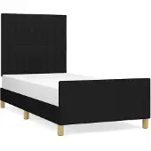 vidaXL Struttura letto senza materasso nero 90x200 cm in tessuto
