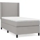 vidaXL Letto a molle con materasso grigio chiaro 90x200 cm in tessuto
