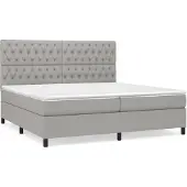 vidaXL Letto a molle con materasso grigio chiaro 200x200 cm in tessuto