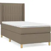 vidaXL Letto a molle con materasso Taupe 90x200 cm in tessuto