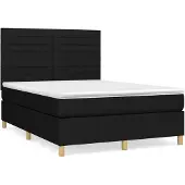 vidaXL Letto a molle con materasso nero 140x200 cm in tessuto