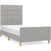 vidaXL Giroletto con testiera in tessuto grigio chiaro 90x190 cm