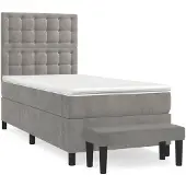vidaXL Letto a molle con materasso grigio chiaro 80x200 cm in velluto