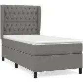 vidaXL Letto a molle con materasso grigio scuro 90x190 cm in tessuto
