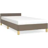 vidaXL Struttura letto con testiera senza materasso Taupe 90x190 cm tessuto