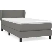 vidaXL Letto a molle con materasso grigio scuro 90x190 cm in tessuto