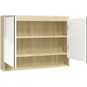 vidaXL Specchio per bagno 80x15x60 cm MDF bianco e rovere