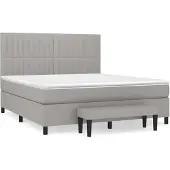 vidaXL Letto a molle con materasso grigio chiaro 160x200 cm in tessuto