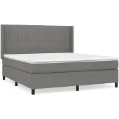 vidaXL Letto a molle con materasso grigio scuro 160x200 cm in tessuto