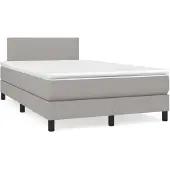 vidaXL Letto a molle con materasso grigio chiaro 120x200 cm in tessuto