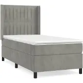 vidaXL Letto a molle con materasso grigio chiaro 80x200 cm in velluto
