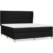 vidaXL Letto a molle con materasso nero 180x200 cm in tessuto