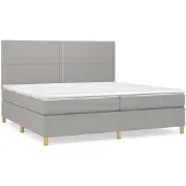 vidaXL Letto a molle con materasso grigio chiaro 200x200 cm in tessuto