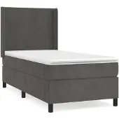 vidaXL Letto a molle con materasso grigio scuro 100x200 cm in velluto