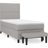 vidaXL Letto a molle con materasso grigio chiaro 90x190 cm in tessuto