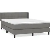 vidaXL Letto a molle con materasso grigio scuro 140x190 cm in tessuto
