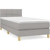 vidaXL Letto a molle con materasso grigio chiaro 80x200 cm in tessuto
