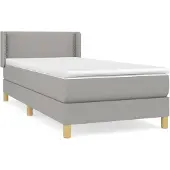 vidaXL Letto a molle con materasso grigio chiaro 80x200 cm in tessuto