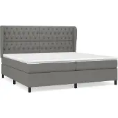 vidaXL Letto a molle con materasso grigio scuro 200x200 cm in tessuto
