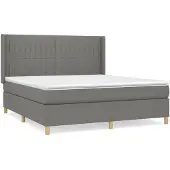 vidaXL Letto a molle con materasso grigio scuro 180x200 cm in tessuto