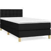 vidaXL Letto a molle con materasso nero 90x200 cm in tessuto