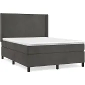 vidaXL Letto a molle con materasso grigio scuro 140x200 cm in velluto