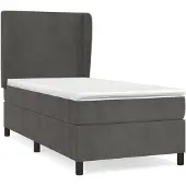 vidaXL Letto a molle con materasso grigio scuro 100x200 cm in velluto